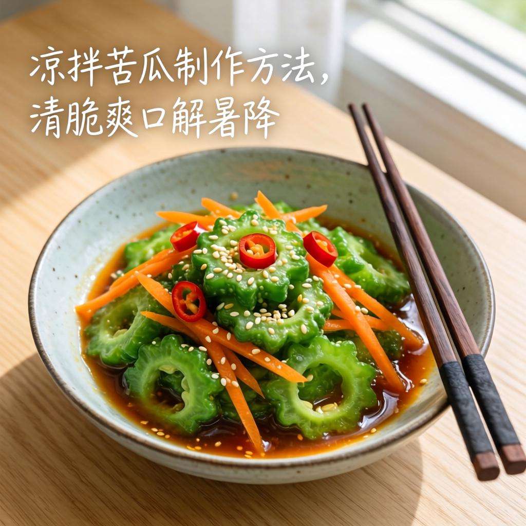 凉拌苦瓜制作方法,清脆爽口解暑降火夏日必备-哉互尼烹饪网