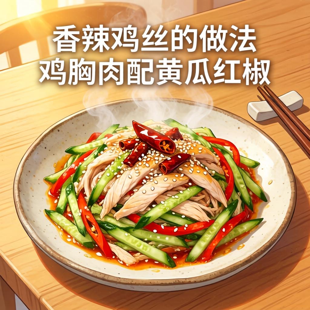 香辣鸡丝的做法 鸡胸肉配黄瓜红椒秒开胃的下饭菜-哉互尼烹饪网