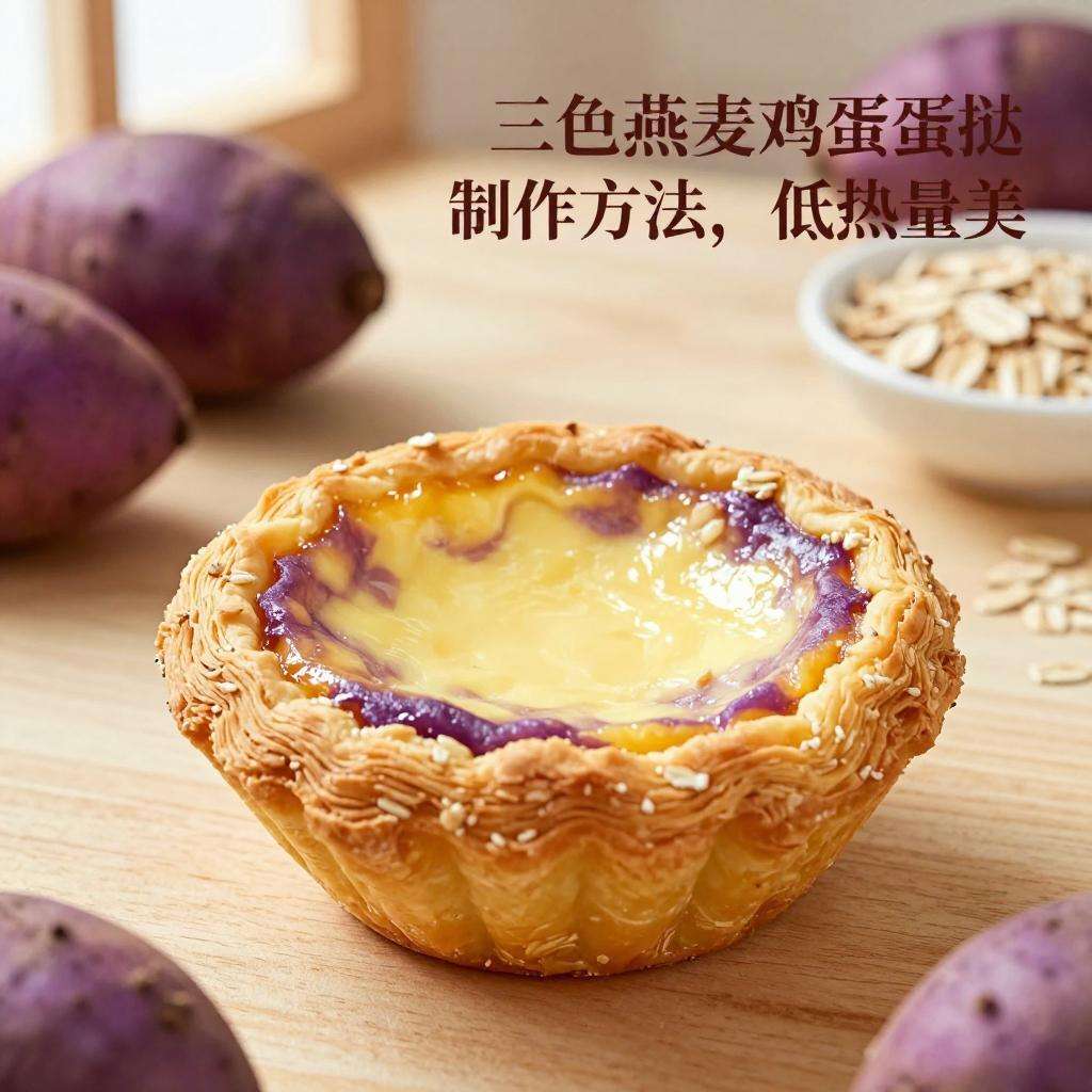 三色燕麦鸡蛋挞制作方法，低热量美味甜品食谱分享-哉互尼烹饪网