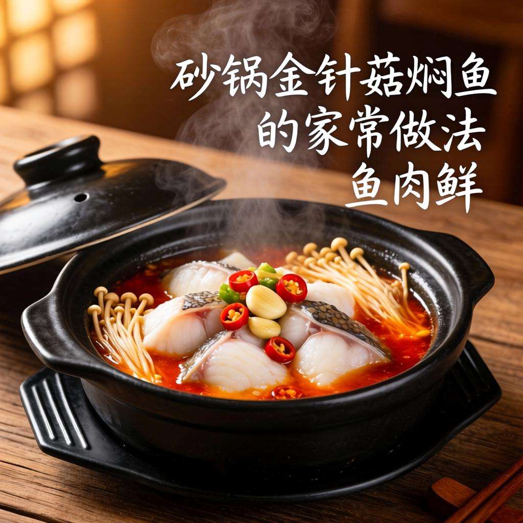 砂锅金针菇焖鱼的家常做法 鱼肉鲜嫩汤汁微辣开胃下饭-云溯流哉互尼烹饪网