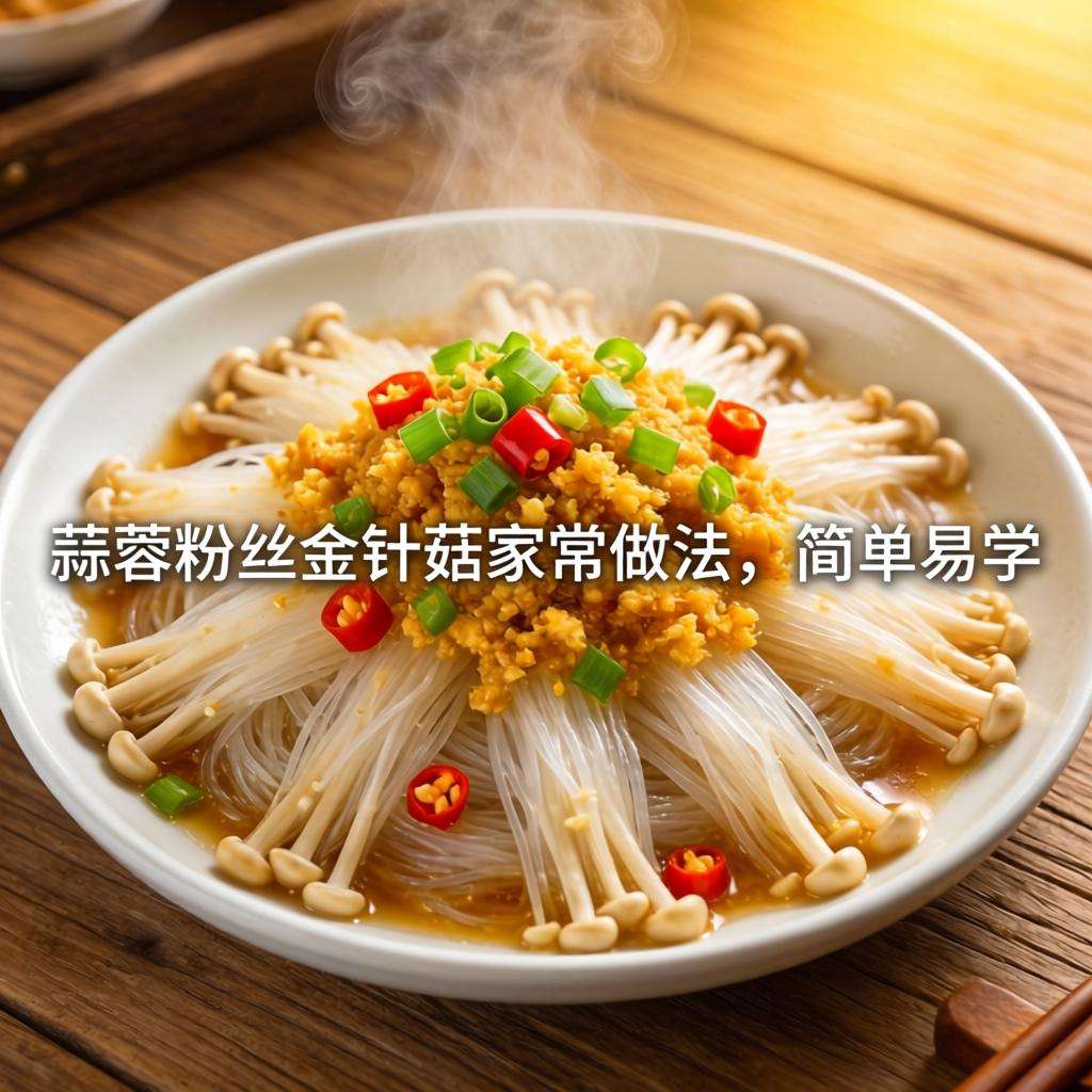 蒜蓉粉丝金针菇家常做法，简单易学营养丰富的蒸菜-哉互尼烹饪网