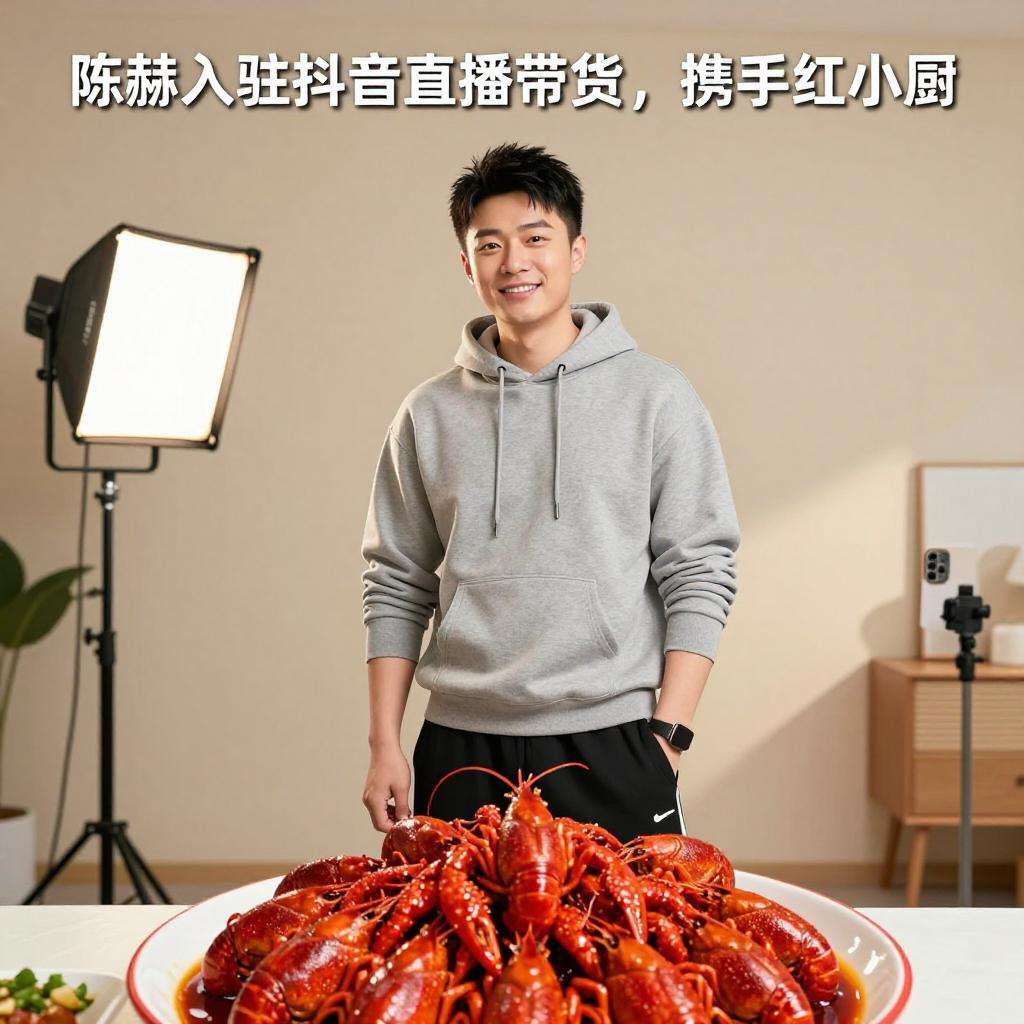 陈赫入驻抖音直播带货，携手红小厨小龙虾开启美食直播新体验