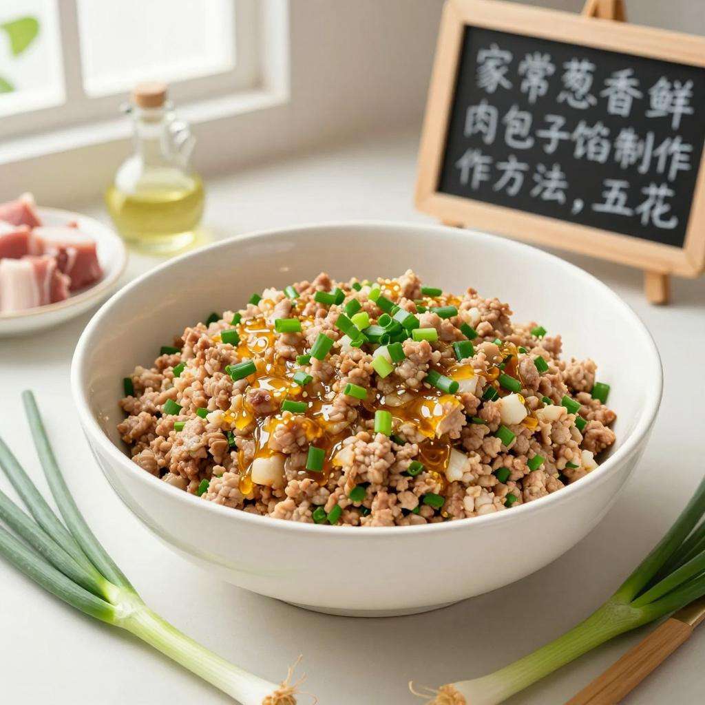家常葱香鲜肉包子馅制作方法，五花肉搭配葱油更香-哉互尼烹饪网
