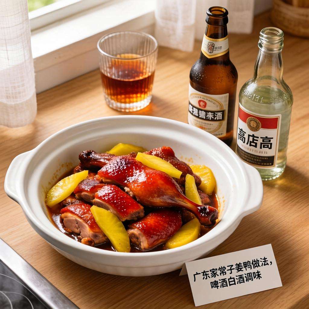 广东家常子姜鸭做法，啤酒白酒调味去腥提香-哉互尼烹饪网