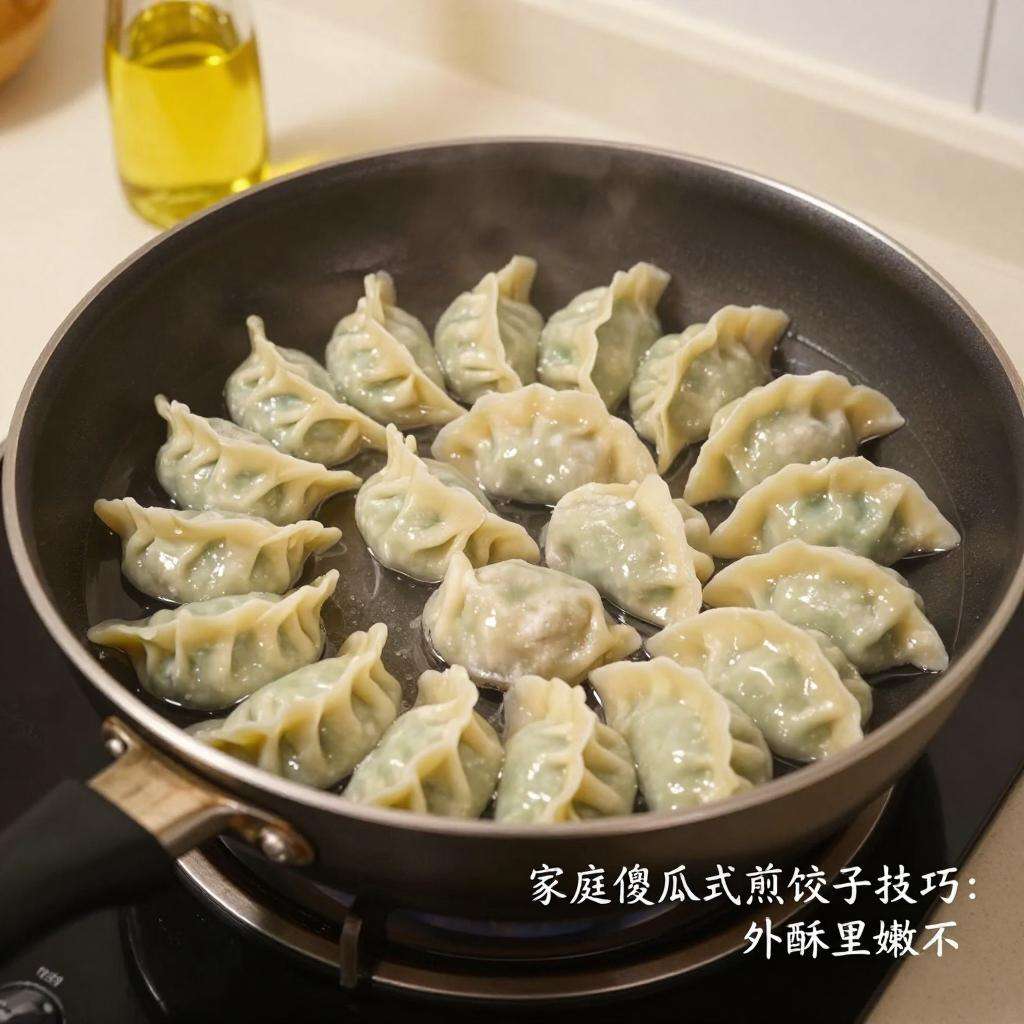 家庭傻瓜式煎饺子技巧：外酥里嫩不糊锅-哉互尼烹饪网