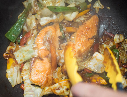 红味噌香煎鲑鱼