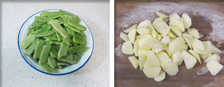 豆角排骨焖卷子