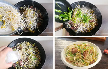 青椒黄豆芽炒腊肠2 青椒黄豆芽炒腊肠2