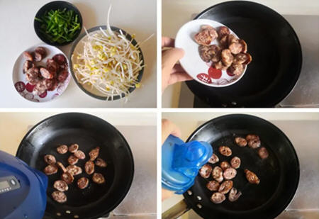 青椒黄豆芽炒腊肠3 青椒黄豆芽炒腊肠3