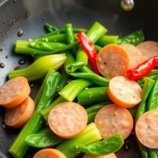 茼蒿炒火腿肠简单做法，农家营养搭配推荐-哉互尼烹饪网